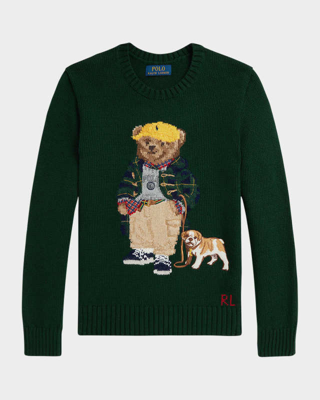 Boy's Polo Bear Crewneck Sweater, Size S-XL